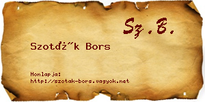 Szoták Bors névjegykártya